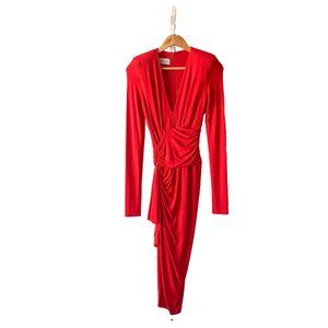 Alexandre Vauthier Deep V-neck Long Sleeve Dress
